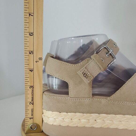 UGG Aubrey Suede Ankle Strap Platform Espadrille Sandal Beige Women's 7 NWOB - Picture 3 of 11